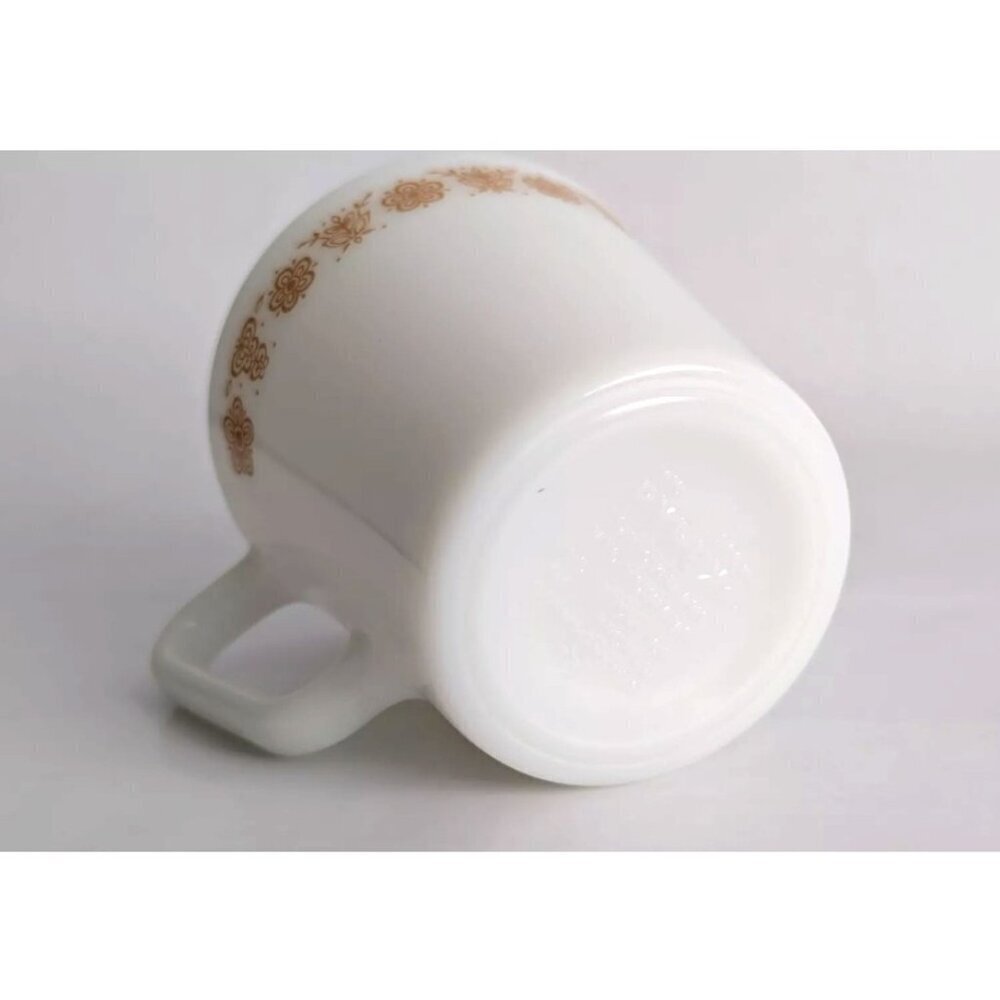 Vtg Pyrex Coffee Cup Mug Butterfly Gold D Handle Milk Glass Corelle 300ml - Picture 6 of 7
